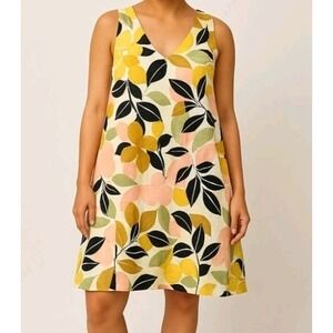 Rachel Zoe Linen Floral‎ Print Sleeveless Dress size 1X Multicolor